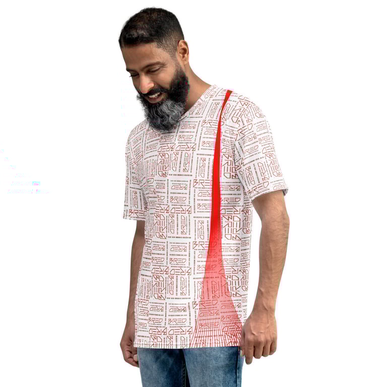 Red wave graphic logo Men's T-shirt Image 2