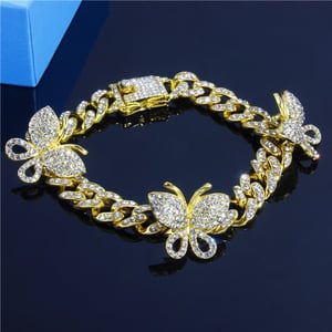 Image of Butterfly Cuban Link Anklet 