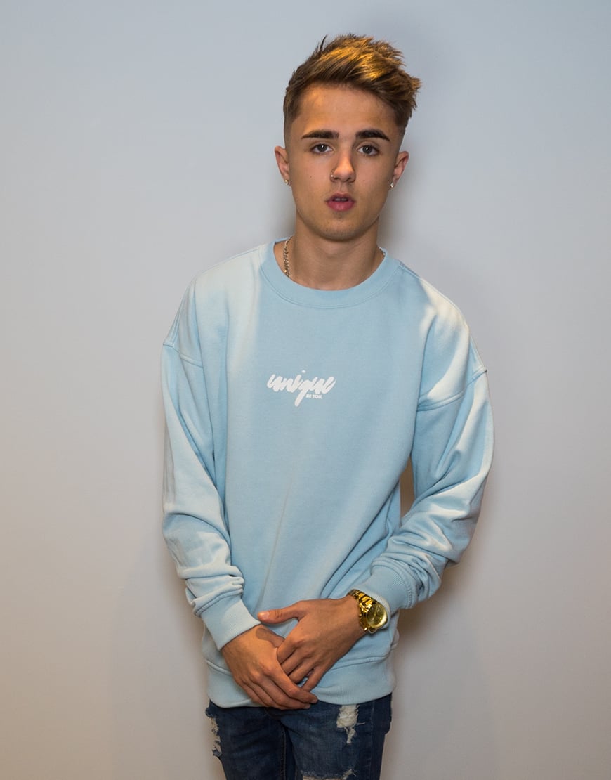 BABY BLUE CREW NECK JUMPER | Jake Mitchell