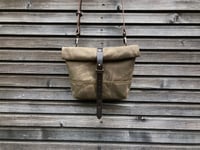 Image 3 of Waxed canvas satchel with back pocket