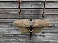Image 4 of Waxed canvas satchel with back pocket