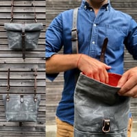 Image 1 of Waxed canvas day bag in grey with back pocket