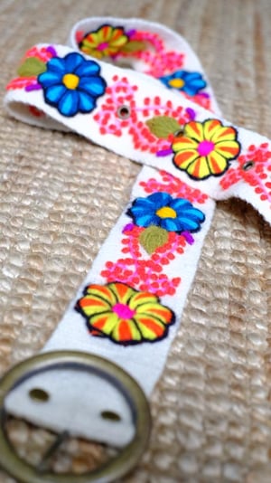 Image of Multicolor hand embroidered belts 
