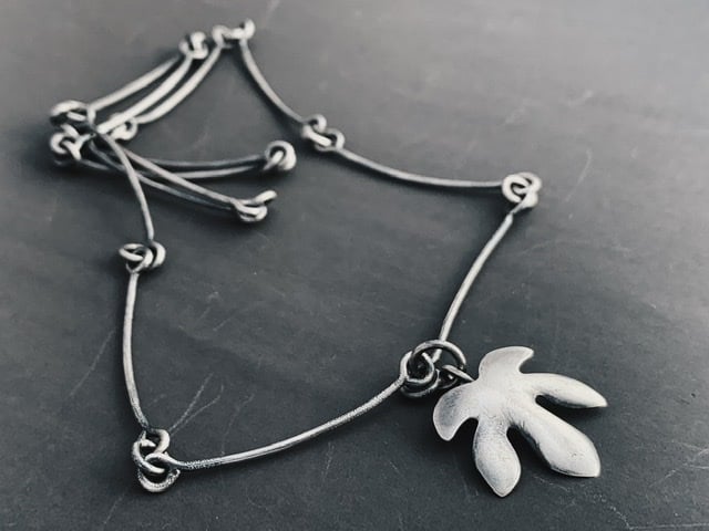 Image of Fig Leaf Silver Necklace 