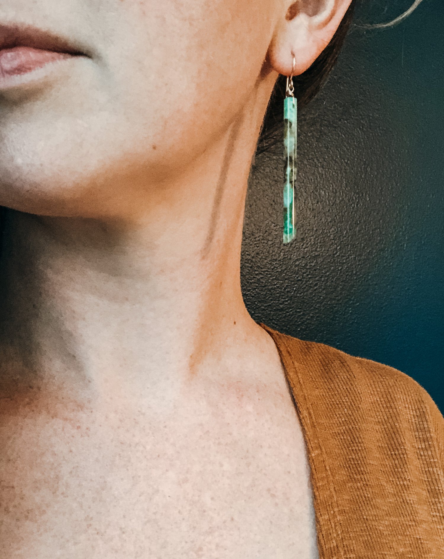 Image of Chrysocolla Stick Dangles OOAK