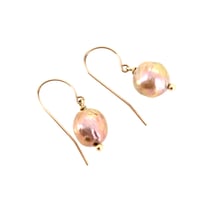 Image 2 of 14k gold baroque pearl earrings
