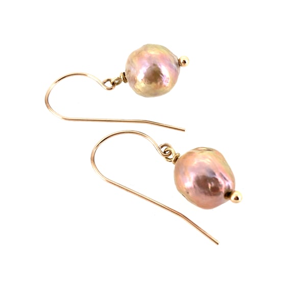 Image of 14k gold baroque pearl earrings