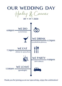 Navy & Sage Wedding Program