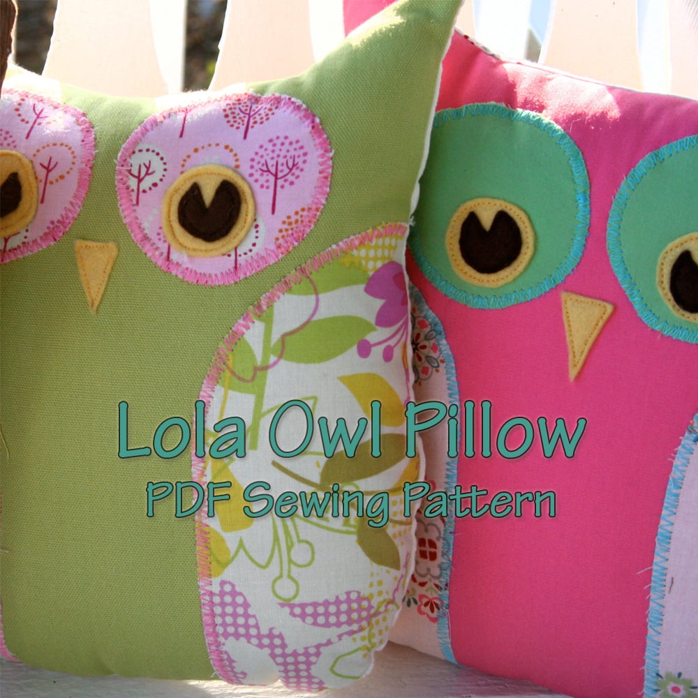 Image of Lola The Owl Pillow PDF Pattern and bonus Lola Owl Bag Pattern