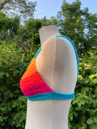 Image 2 of Crochet Citrus Berry Gathered Rainbow Crop Top