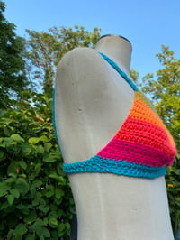 Image 3 of Crochet Citrus Berry Gathered Rainbow Crop Top