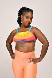 Image 1 of Crochet Citrus Berry Gathered Rainbow Crop Top