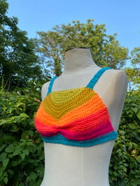 Image 4 of Crochet Citrus Berry Gathered Rainbow Crop Top