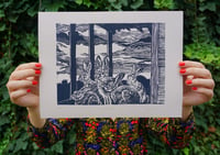 Image 1 of THE ANTICIPATION: 9X12 INCH LIMITED EDITION LINOCUT PRINT 