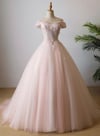 Cute Pink Tulle Flowers and Beaded Sweet 16 Dress, Pink Formal Dress