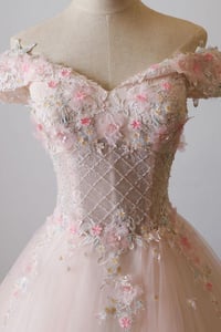 Image 2 of Cute Pink Tulle Flowers and Beaded Sweet 16 Dress, Pink Formal Dress