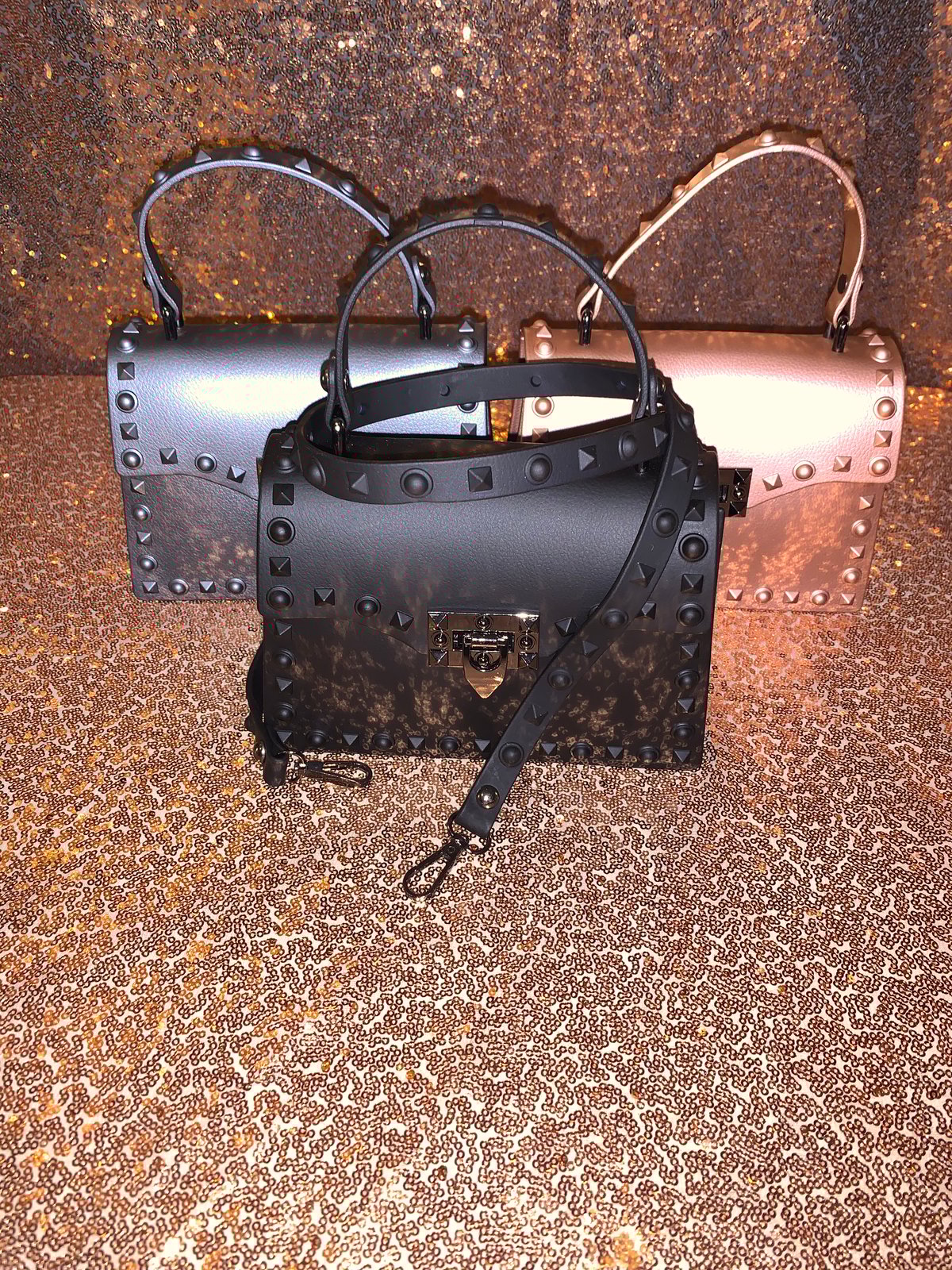 rose gold messenger bag