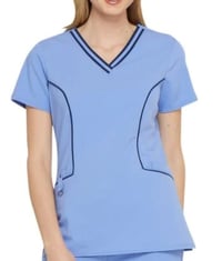 Image 2 of Vneck Solid with Color trim scrub tops  2Styles 