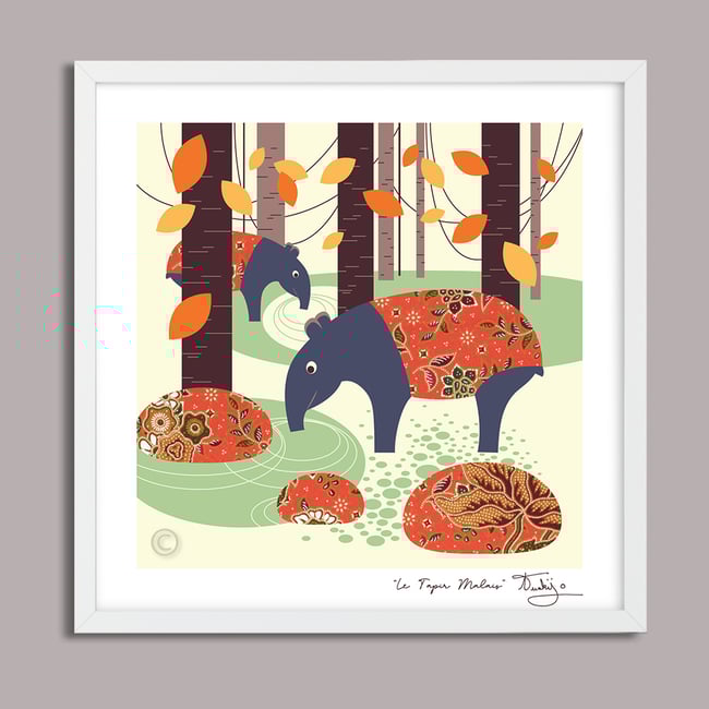 Malayan Tapir - Jungle Animals Prints - Nursery Print - Children Room - New born gift - Vanilla