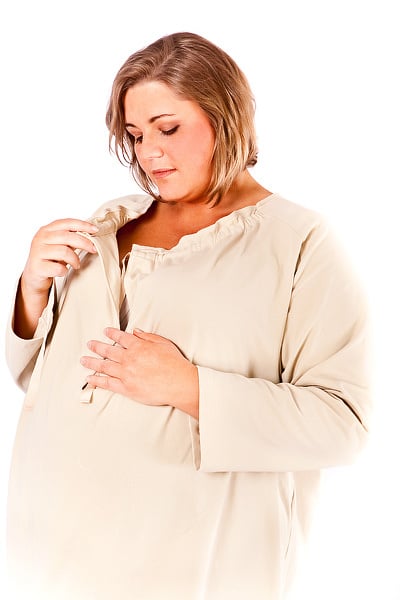 Image of Drawstring front long sleeve PJ top with large front opening