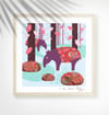 Malayan Tapir - Jungle Animals Prints - Nursery Print - Children Room - New born gift - Blue