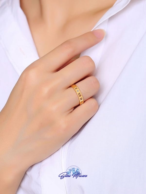 Image of 14K Gold Plated Luxury Roman Numeral Rings