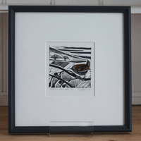 'A moment to catch a breath' framed linocut