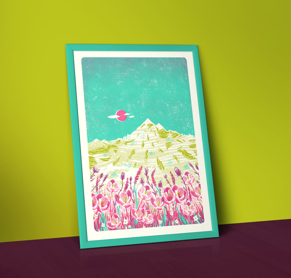 Image of Mountain Flowers - A2 Silkscreen Landscape Print