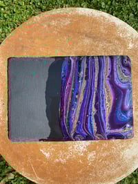 Image 1 of “Purplee Cheeseboard” Slate, Acrylic, and Resin SOLD