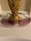 Floral Purple Oversized Rimless Sunglass 