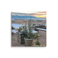 Image 1 of Peaceful Wintertime Patio - 12” X 12” Canvas Print