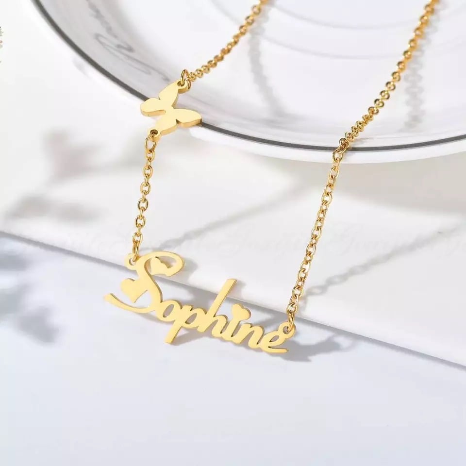 Image of Custom Butterfly Name Necklace 