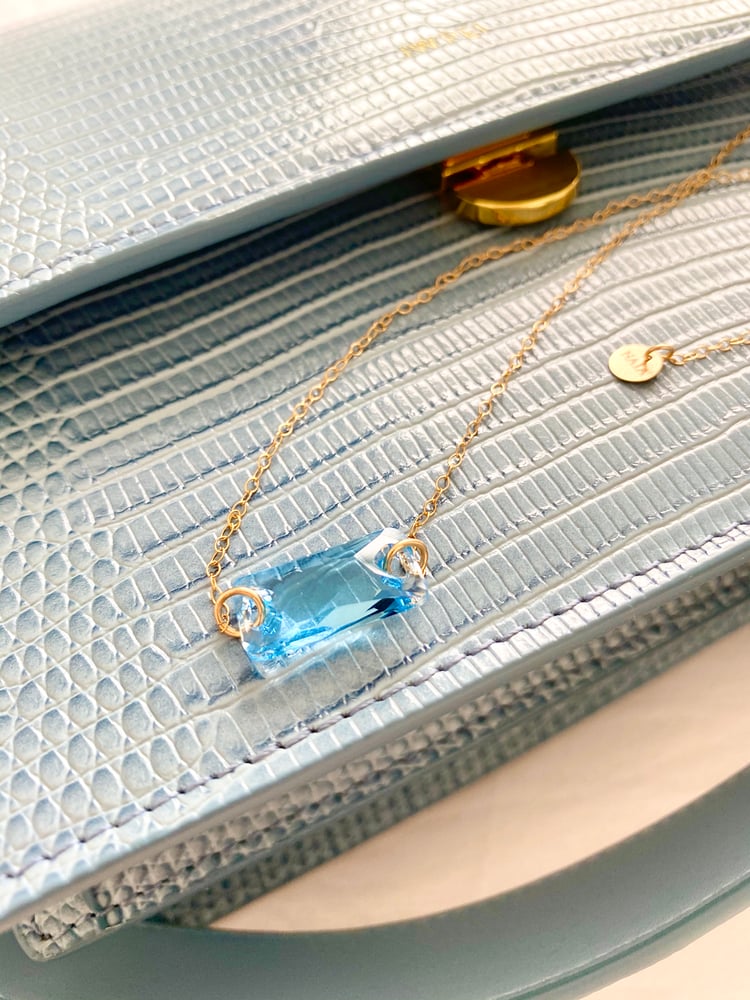 Image of Gold Kiss Polygon necklace Aqua