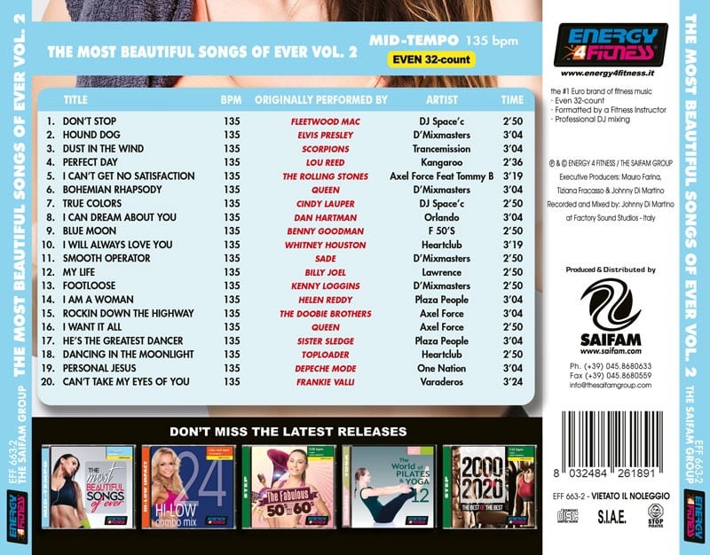 EFF663-2 // THE MOST BEAUTIFUL SONGS OF EVER VOL. 2 (MIXED CD COMPILATION 135 BPM)