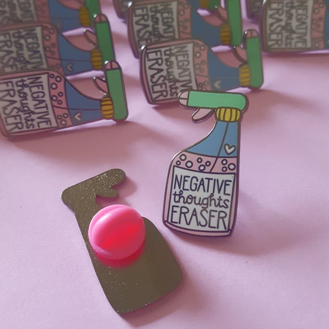 Negative Thoughts Eraser - Hard Enamel Pin