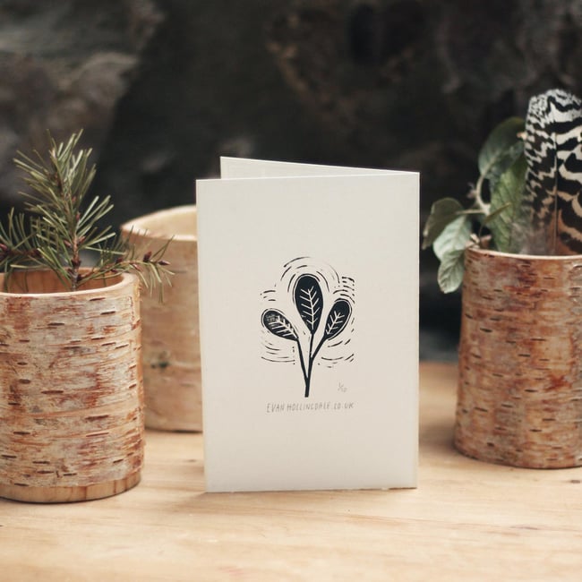 3 Hand Printed Lino-cut Cards - A6, Deer