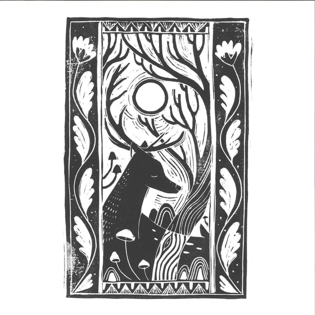 3 Hand Printed Lino-cut Cards - A6, Deer