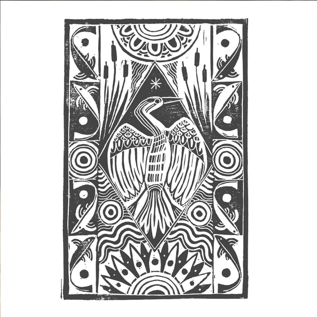 3 Hand Printed Lino-cut Cards - A6, Heron