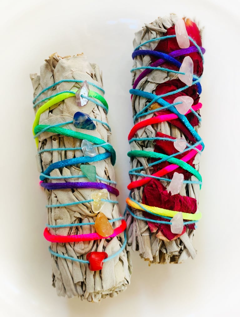 White Sage Quartz Smudge Stick