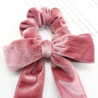 Image 2 of Velvet Bow Tie Scrunchies - Choice of 6 Colours 