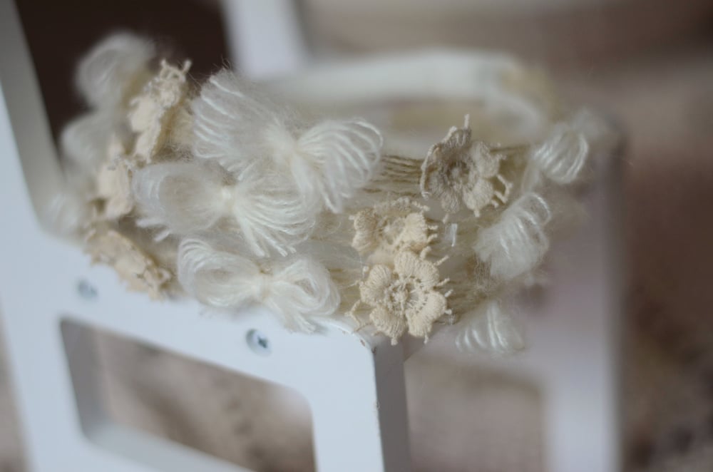 Image of Mohair bows and vintage flowers headband 