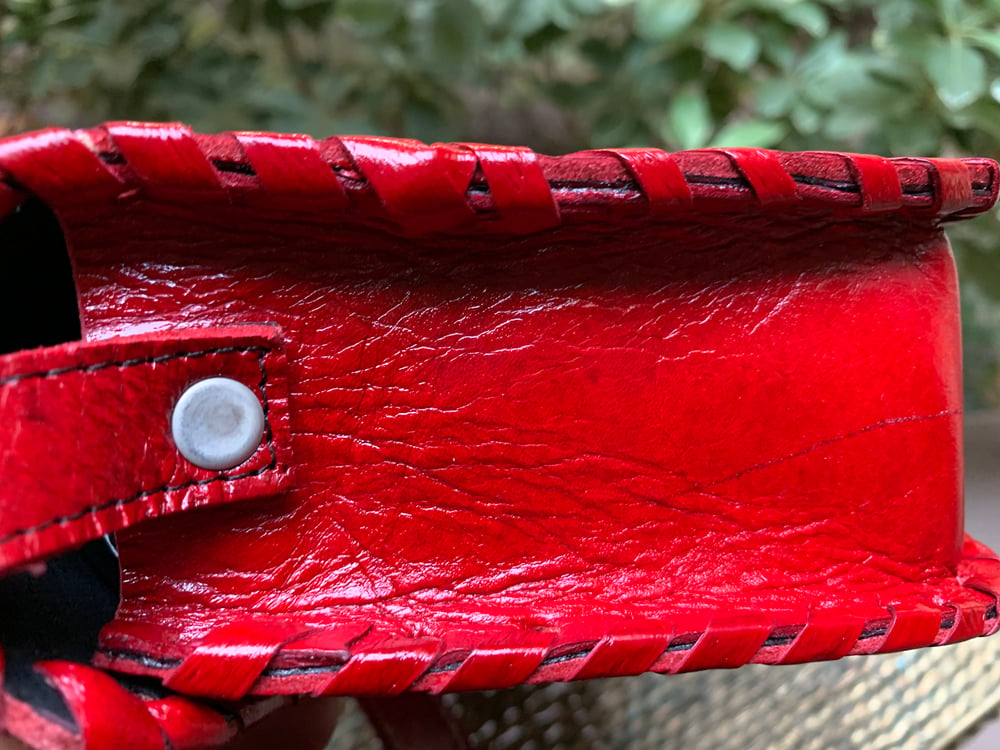 Red crossbody Leather Purse