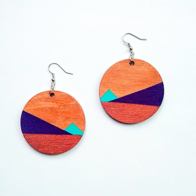 Nova Abstract Color Block Wood Earrings