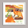 Wallaby + Lizard - Australian Animals Prints - Nursery Print - Children room - Orange