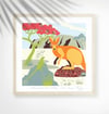 Wallaby + Lizard - Australian Animals Prints - Nursery Print - Children room - Blue