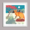 Wallaby + Lizard - Australian Animals Prints - Nursery Print - Children room - Night Blue