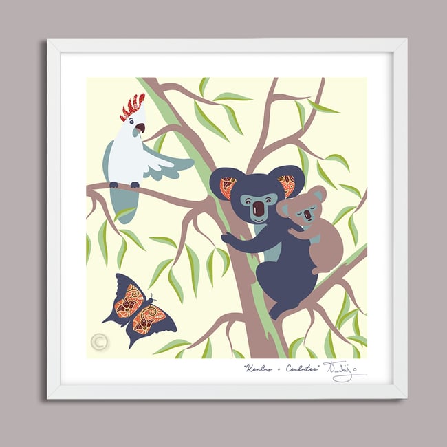 Koala + Cockatoo - Australian Animals Prints - Nursery Print - Children room - Vanilla