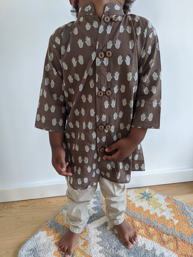 Image of Ethnic Children's Brown Kurta Shirt
