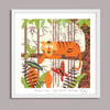 Malayan Tiger + Rajah Brooke's birdwing butterfly - Jungle Animals Prints - Nursery Print - Vanilla