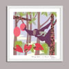 Orang Utan + Durian - Jungle Animals Prints - Nursery Print - Children Room - New born gift - Purple